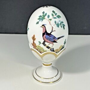 Minton Ltd Ed Fine Bone China Egg with Stand Birds on Branches English Porcelain